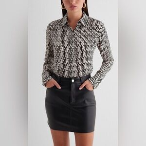 Express Black and Cream Pencil Blouse for Work
